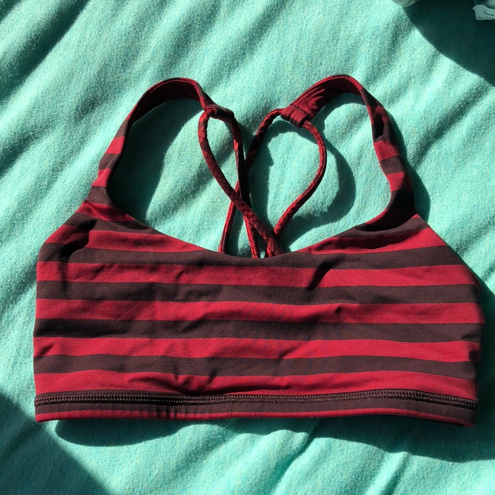 red striped sports bra